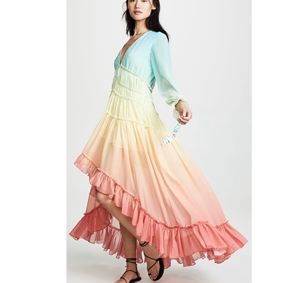 NWT Rococo Sand Gradient Georgette High-Low Dress in Pink Blue Maxi Cove… - Picture 1 of 7